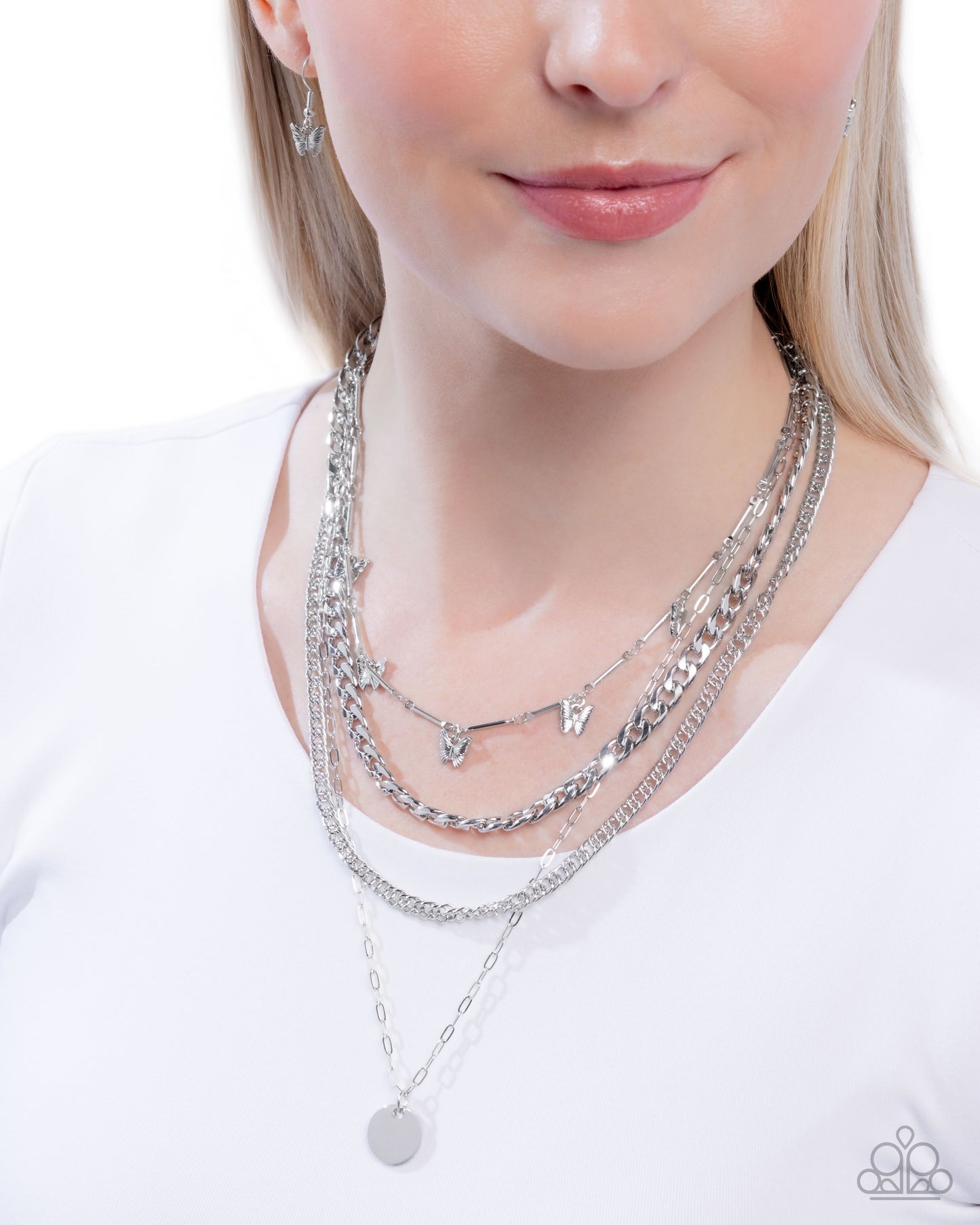 Fluttering Fringe - Silver Layered Necklace - Paparazzi Accessories