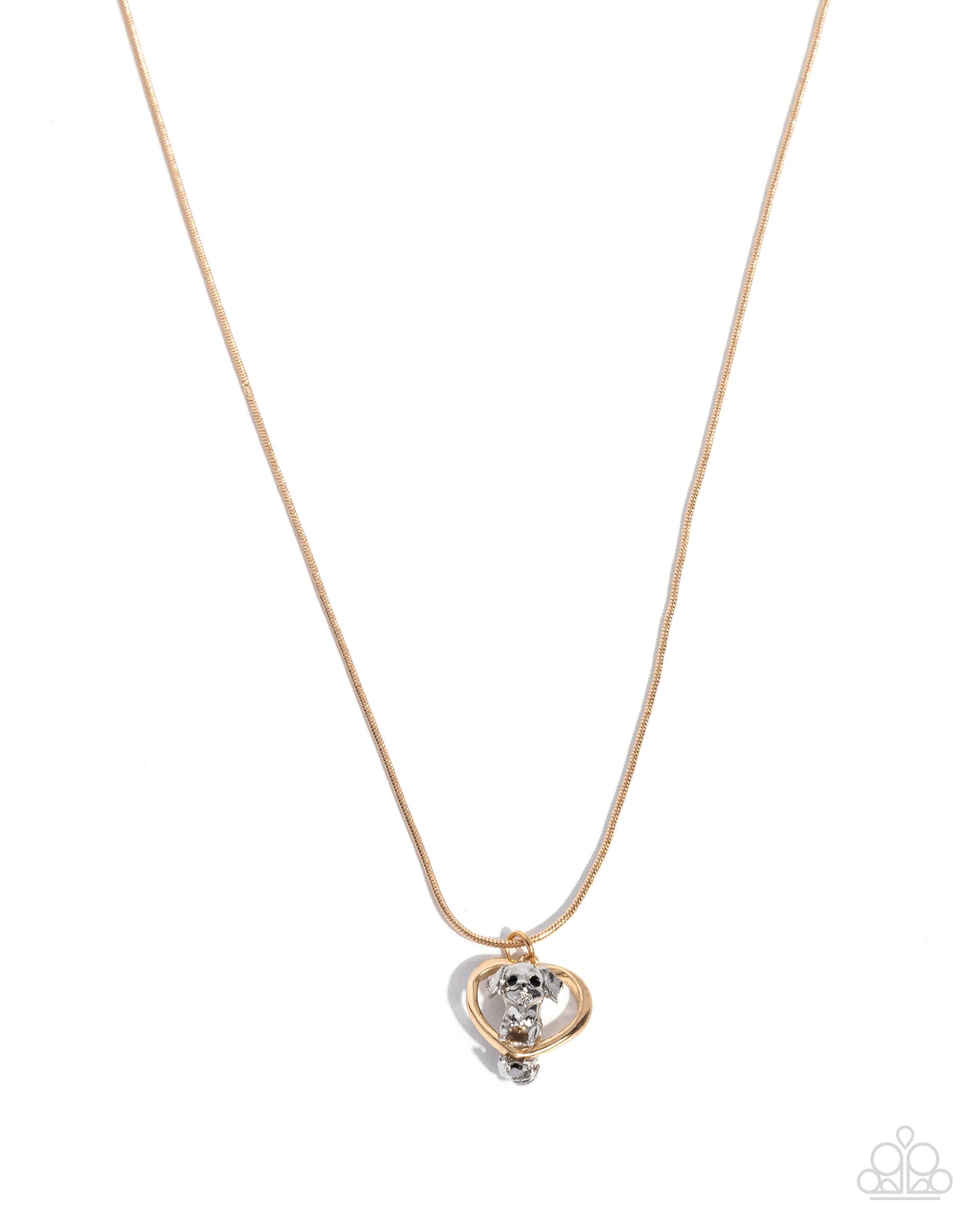 Delightful Dog - Gold Heart with Silver Dog Charm Necklace - Paparazzi Accessories