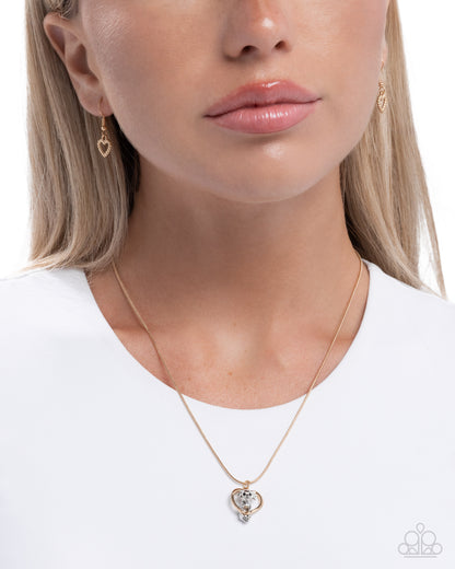 Delightful Dog - Gold Heart with Silver Dog Charm Necklace - Paparazzi Accessories