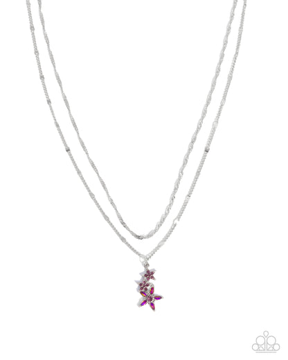 Scintillating Stars - Purple UV Shimmer Silver Necklace - Paparazzi Accessories