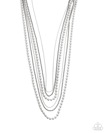 Lockdown Layers - Silver & Gunmetal Chain Necklace - Paparazzi Accessories