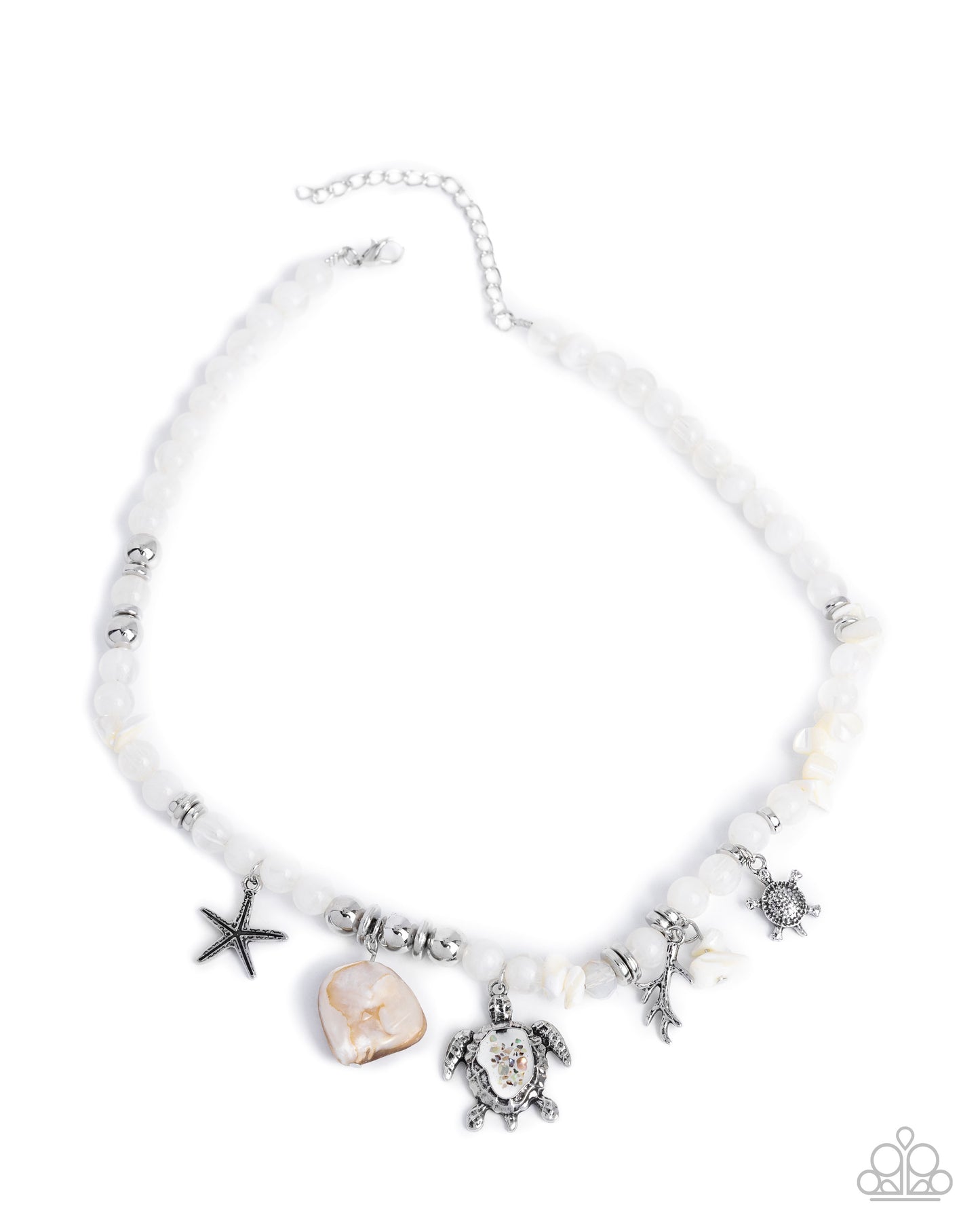 Operation Ocean - White Acrylic Beaded Necklace - Paparazzi Accessories