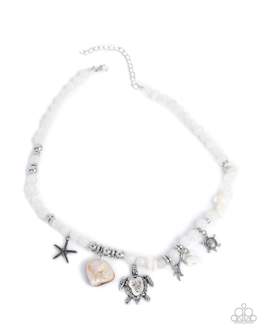 Operation Ocean - White Acrylic Beaded Necklace - Paparazzi Accessories