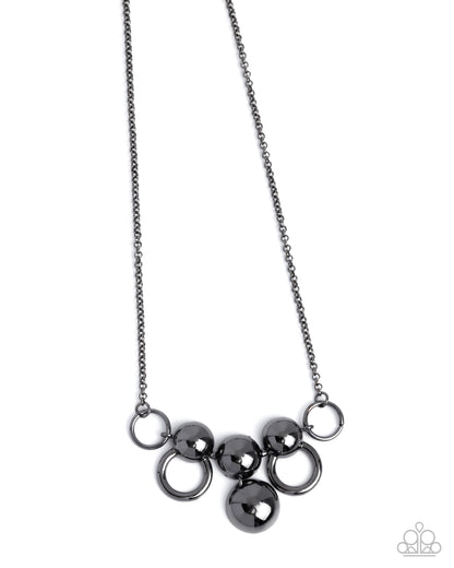 Sleek Staccato - Black - Gunmetal Chain Necklace - Paparazzi Accessories