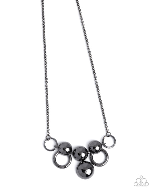 Sleek Staccato - Black - Gunmetal Chain Necklace - Paparazzi Accessories