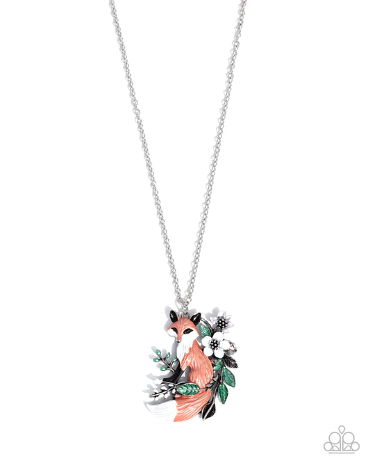 Fox Frame - Multi Enamel Pendant Silver Necklace - Paparazzi Accessories