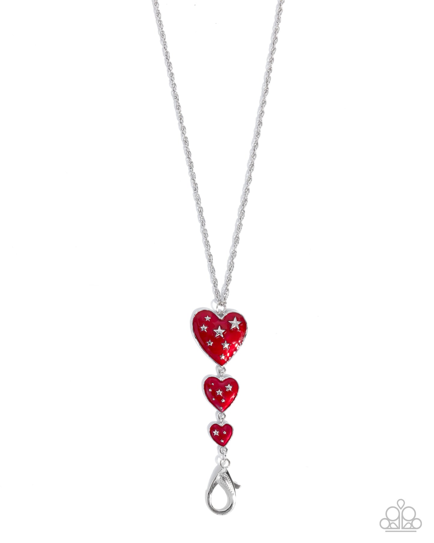 Treasured Tiers - Red Enamel Heart Lanyard Necklace - Paparazzi Accessories