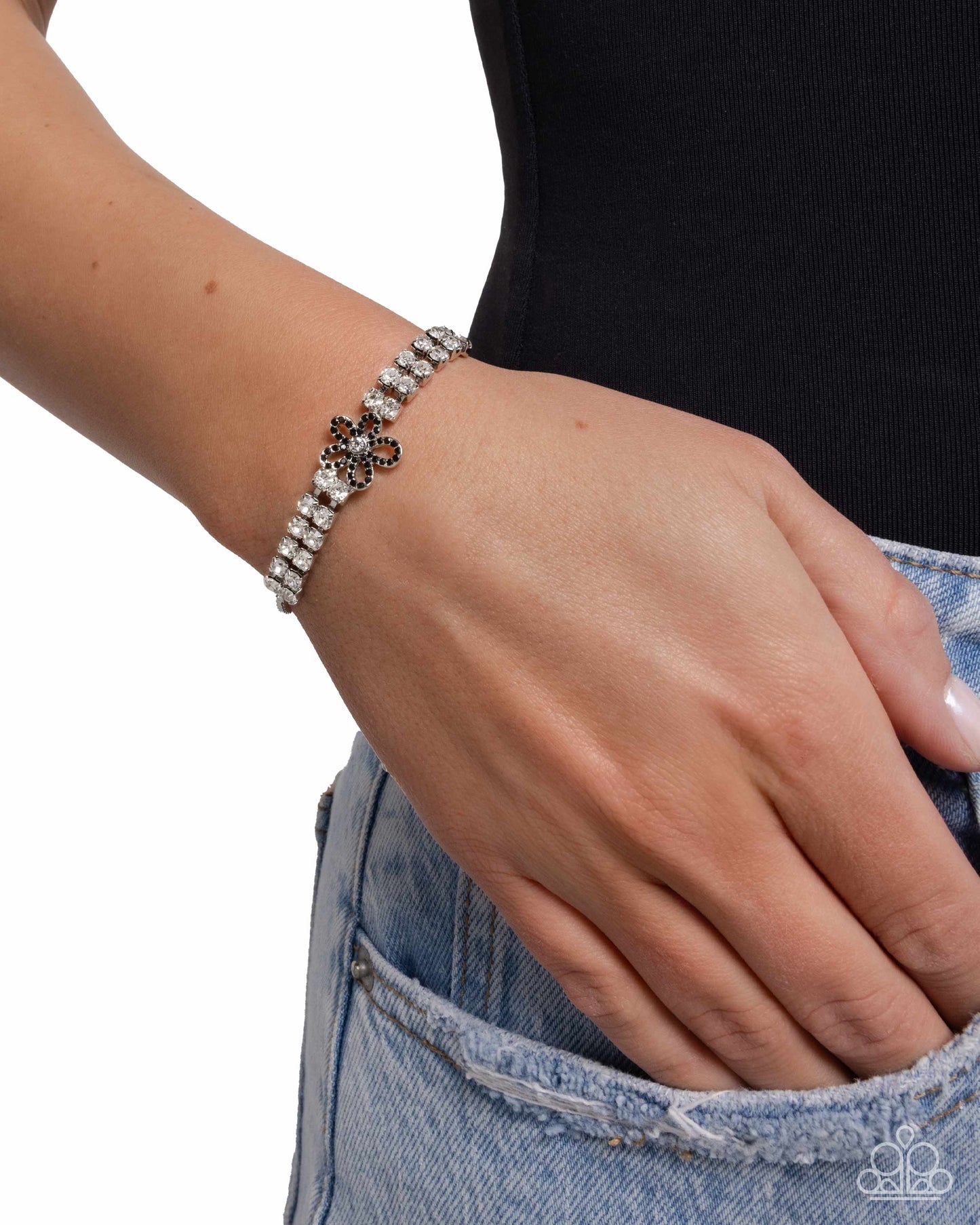 Blooming Breakthrough - Black Slide Bracelet - Paparazzi Accessories