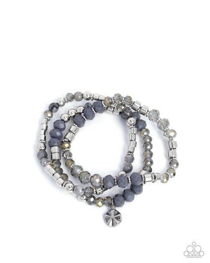 Mental Mentality - Silver Metallic Beaded Stretchy Bracelets - Paparazzi Accessories