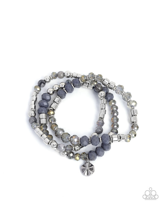 Mental Mentality - Silver Metallic Beaded Stretchy Bracelets - Paparazzi Accessories