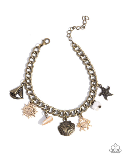 Sleek Sailing - Brass Charm Bracelet - Paparazzi Accessories