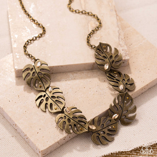 Leafy Legato - Brass Leaf Necklace - Paparazzi Accessories