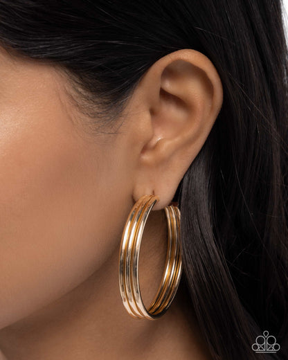 Traditional Trio - Gold Hoop Earrings - Paparazzi Accessories