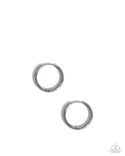 Sinuously Stainless - Silver - Stainless Steel Hinge Hoop Earrings - Paparazzi Accessories