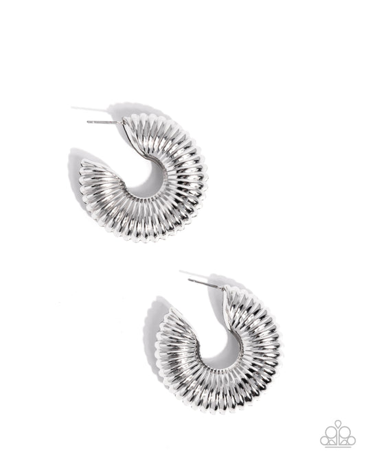 Spontaneous Spirals - Silver Hoop Earrings - Paparazzi Accessories