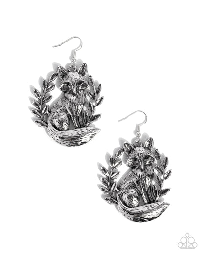 Foxy Fashion - Silver Fox Fishhook Earrings - Paparazzi Accessories