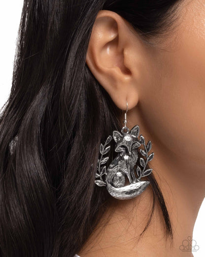 Foxy Fashion - Silver Fox Fishhook Earrings - Paparazzi Accessories