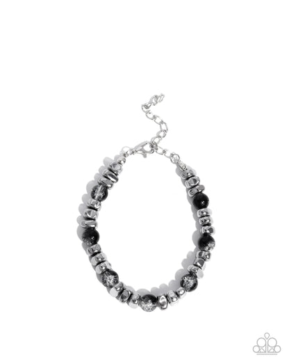 Selfless Surprise - Black Smoky Beads Silver Urban Clasp Bracelet - Paparazzi Accessories