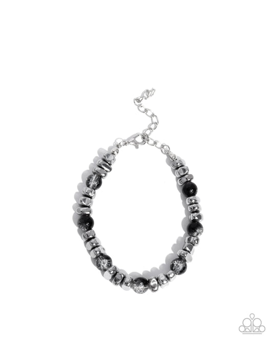 Selfless Surprise - Black Smoky Beads Silver Urban Clasp Bracelet - Paparazzi Accessories