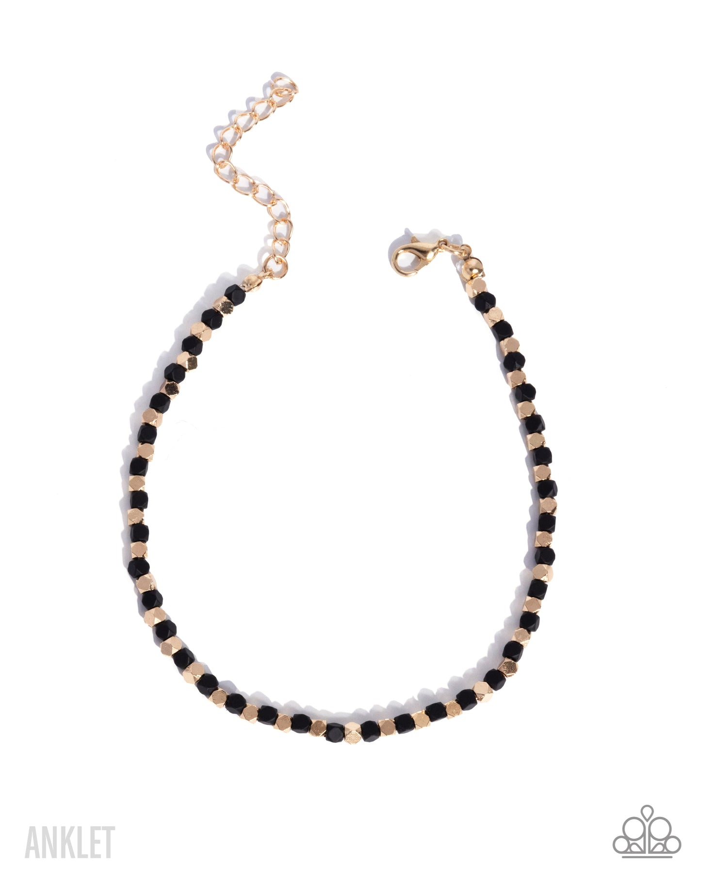 Exquisitely Eclectic - Gold & Black Bead Clasp Anklet - Paparazzi Accessories