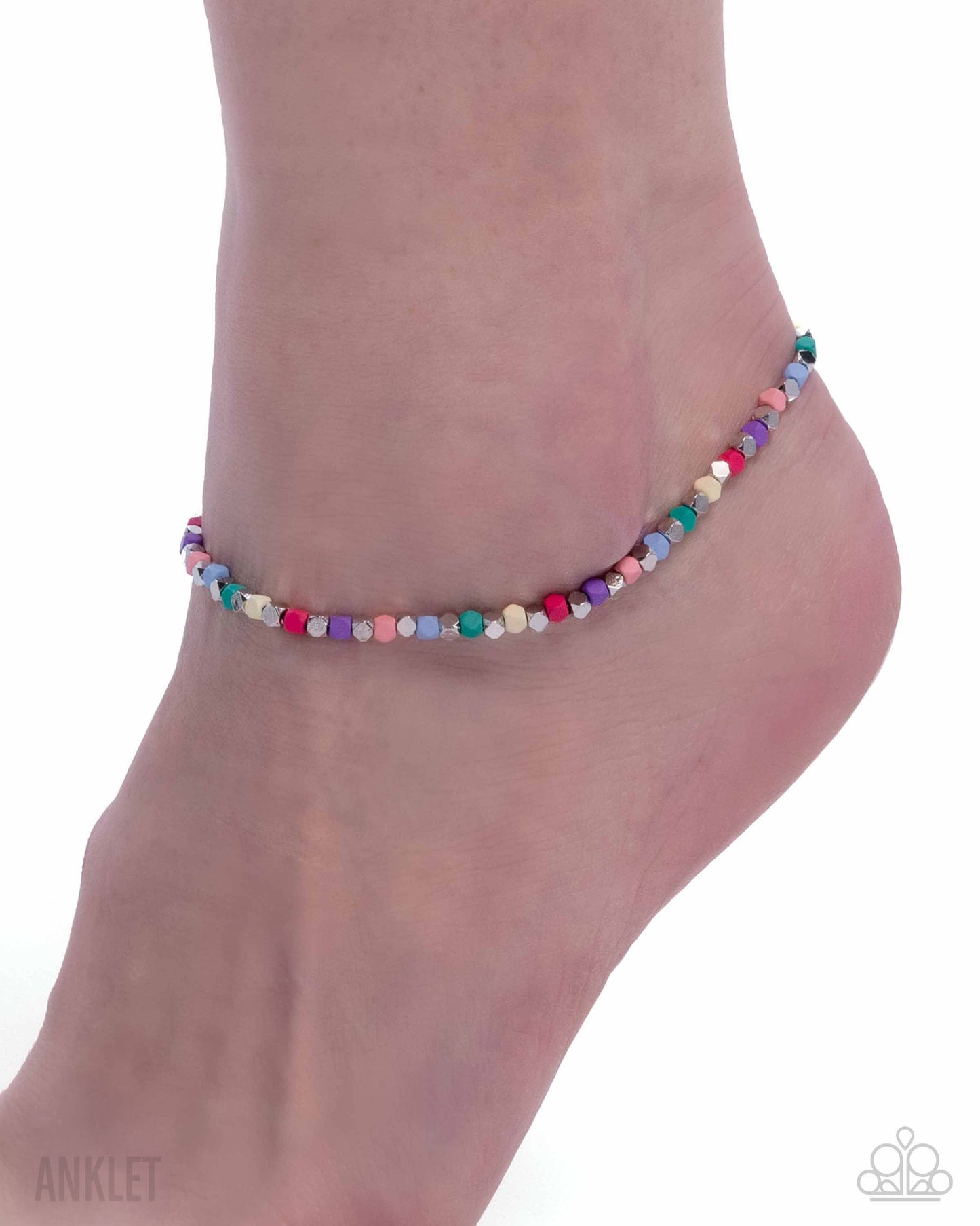 Exquisitely Eclectic - Multi Beaded Silver Clasp Anklet - Paparazzi Accessories