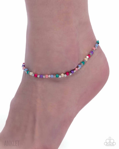 Exquisitely Eclectic - Multi Beaded Silver Clasp Anklet - Paparazzi Accessories