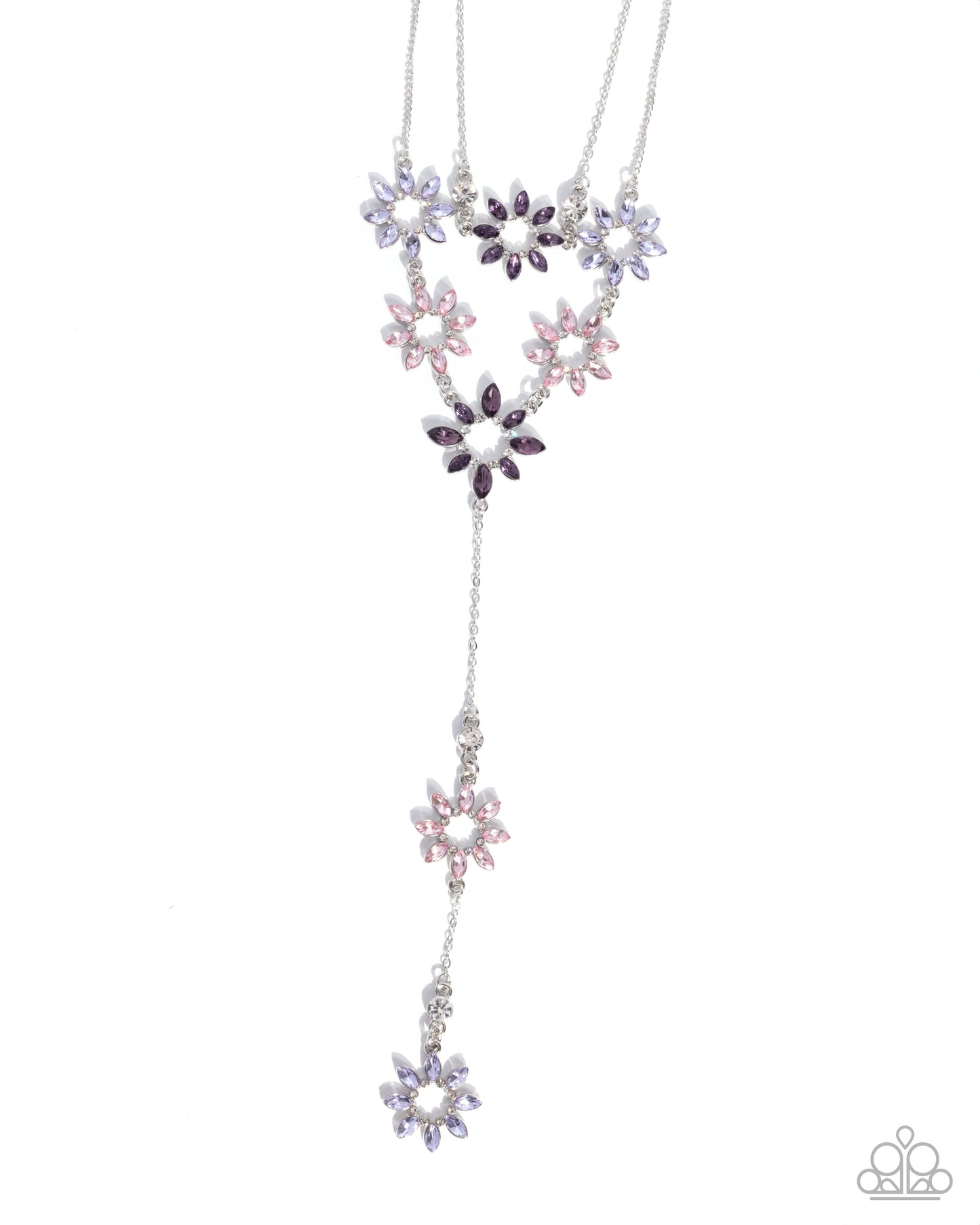 Sprouting Sunshine - Purple Rhinestone Flower Silver Necklace - Paparazzi Accessories