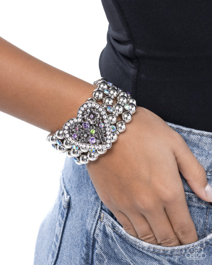 Personal History - Purple Iridescent Heart Bracelet - Paparazzi Accessories