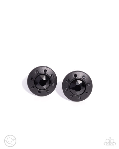 Cruising Confidence - Black Onyx Rhinestone Black Dipped Cuff Links - Paparazzi Accessories