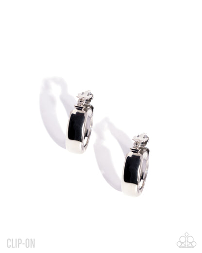 Sleek Spell - Silver - Clip-on Hoop Earrings - Paparazzi Accessories