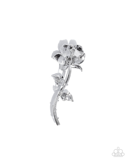 Reliable Rose - Red & Green Rhinestone Silver Brooch - Paparazzi Accessories
