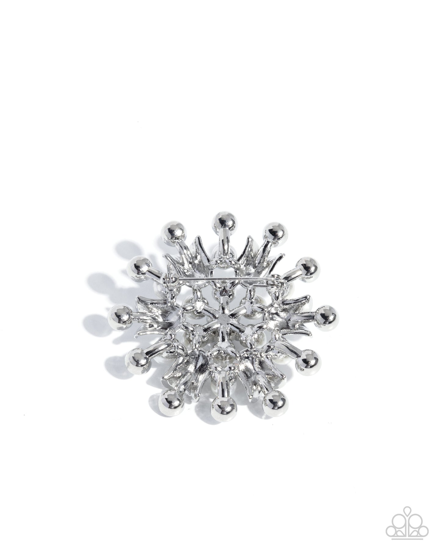 Pearly Prologue - White Pearl & Rhinestone Silver Brooch - Paparazzi Accessories