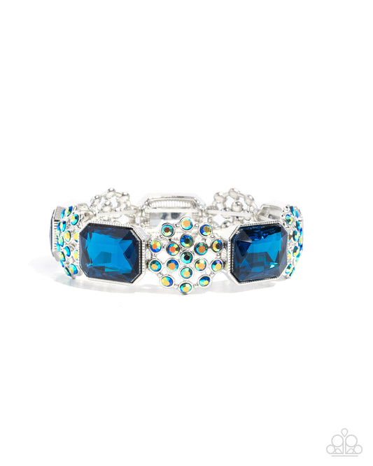 Prismatic Profession - Blue Iridescent Rhinestone Bracelet - Paparazzi Accessories