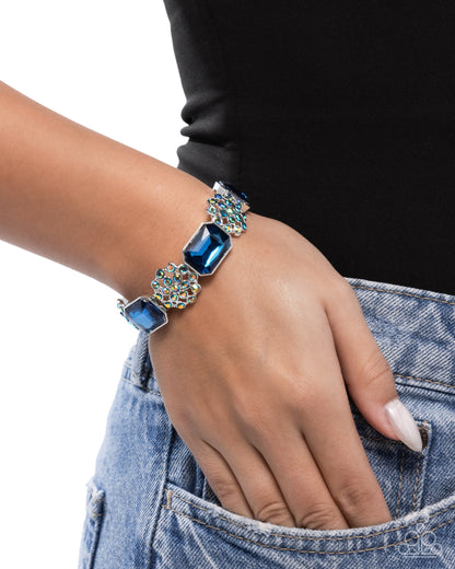 Prismatic Profession - Blue Iridescent Rhinestone Bracelet - Paparazzi Accessories