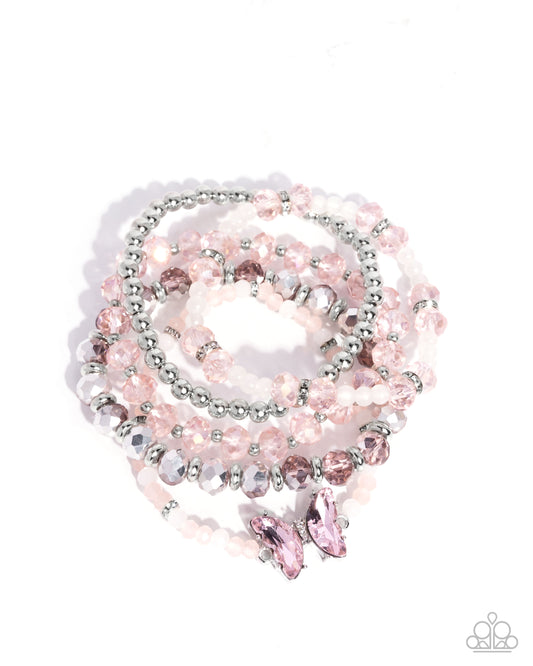 Aerial Abundance - Pink Stretchy Bracelet Stack - Paparazzi Accessories