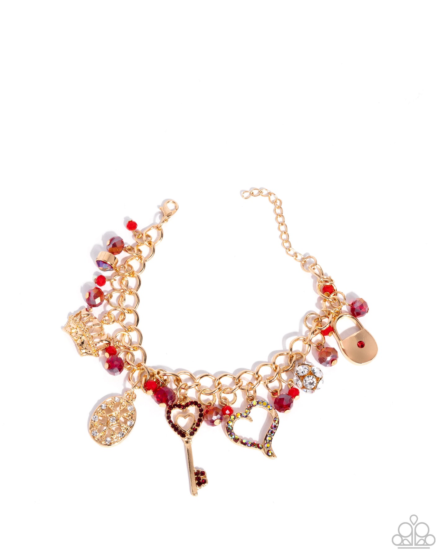Queen of the Party - Red Charm Bracelet - Paparazzi Accessories