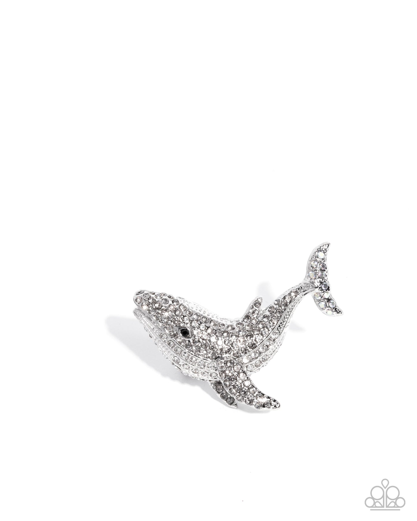 Whale of a Time - White Rhinestone - Silver Whale Ring - Paparazzi Accessories