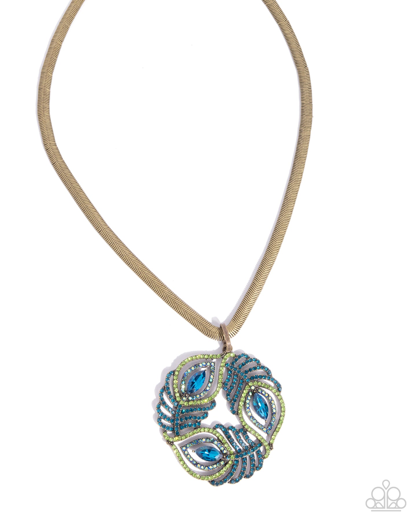 Peacock Patchwork - Brass Necklace - Paparazzi Accessories