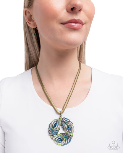 Peacock Patchwork - Brass Necklace - Paparazzi Accessories