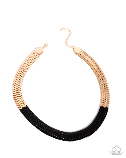 Painted Paradox - Black Dipped, Gold Necklace - Paparazzi Accessories
