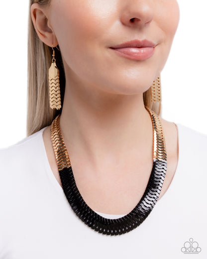 Painted Paradox - Black Dipped, Gold Necklace - Paparazzi Accessories