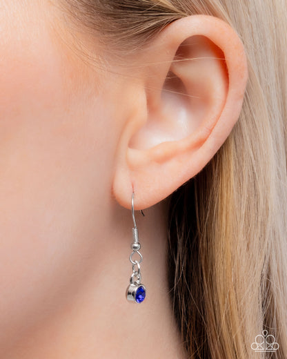 Floral Figurehead - Blue Transparent Bead, Iridescent Gem, Silver Flower Necklace - Paparazzi Accessories