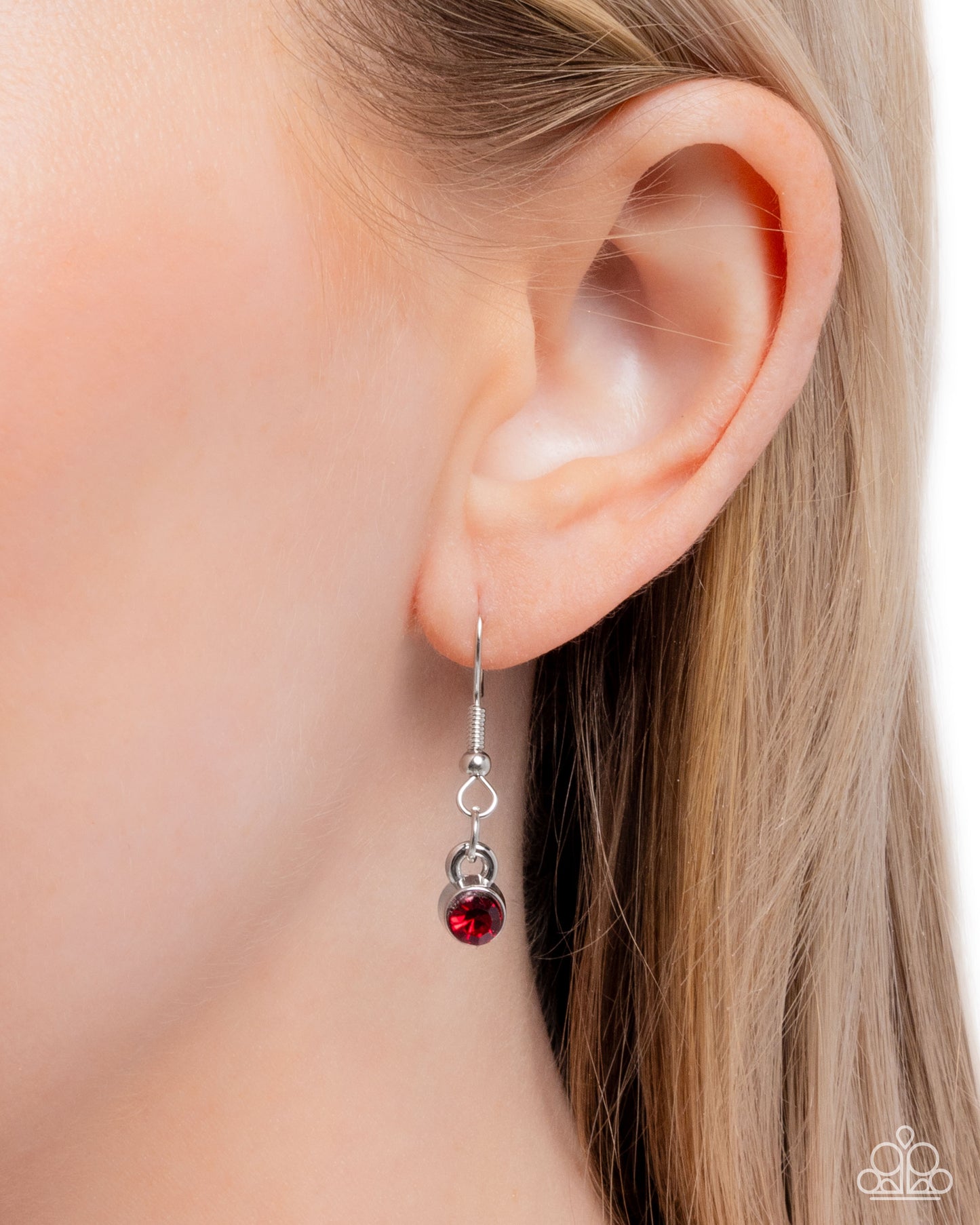 Floral Figurehead - Red Transparent Bead, Iridescent Gem, Silver Flower Necklace - Paparazzi Accessories