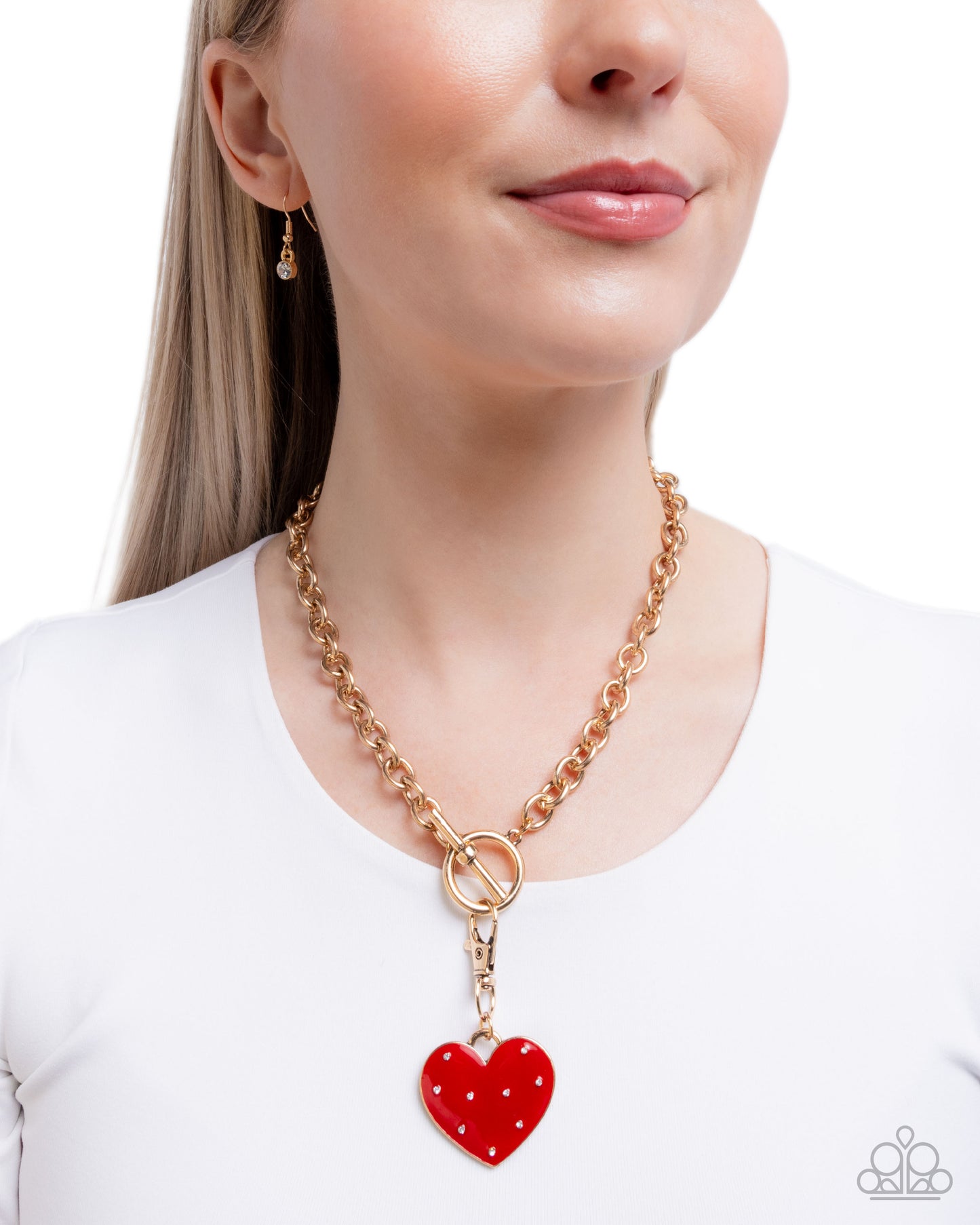 Romantic Range - Red Enamel Heart Gold Necklace - Paparazzi Accessories