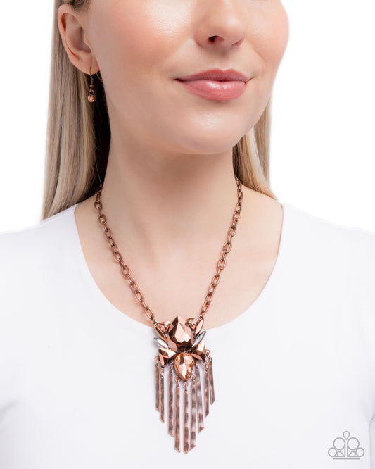 Tassel Tapestry - Copper Aurum Gems Necklace - Paparazzi Accessories