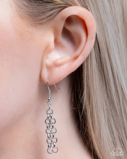 Radiant Rectangles - Red Rhinestone Silver Chain Necklace - Paparazzi Accessories