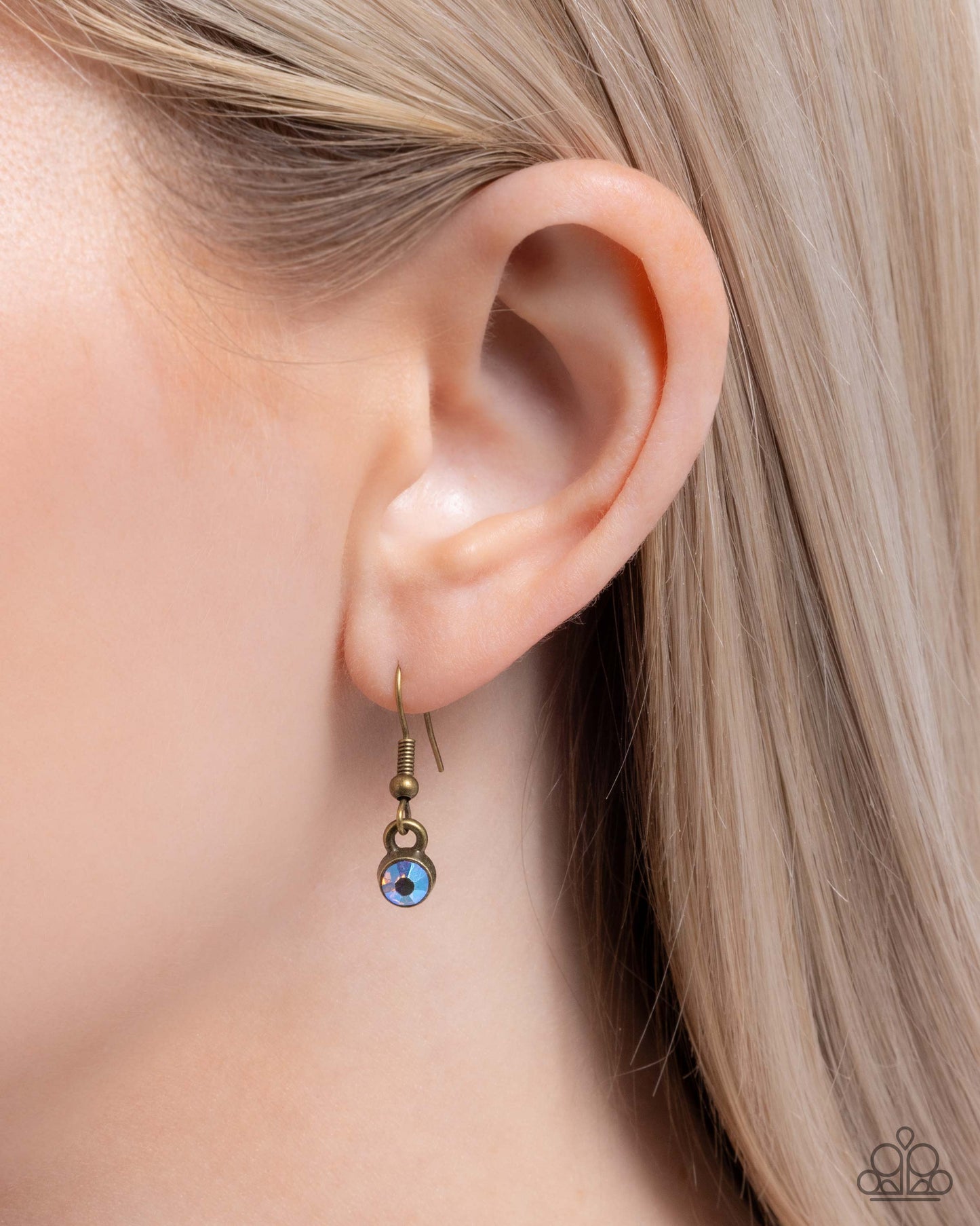 Teardrop Timeline - Brass - Champagne Teardrop Gem Necklace - Paparazzi Accessories