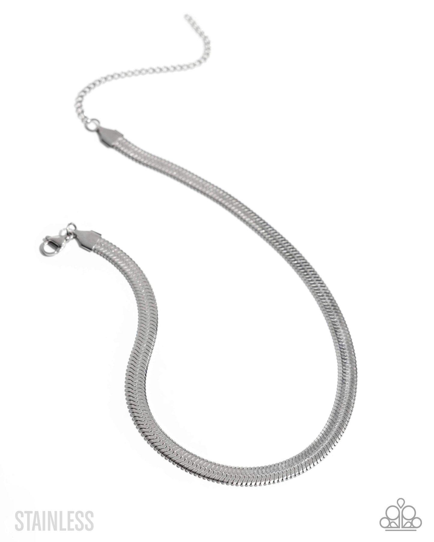 Herringbone Haute - Silver - Stainless Steel Herringbone Chain Necklace - June 2025 Life of the Party Exclusive - Paparazzi Accessories