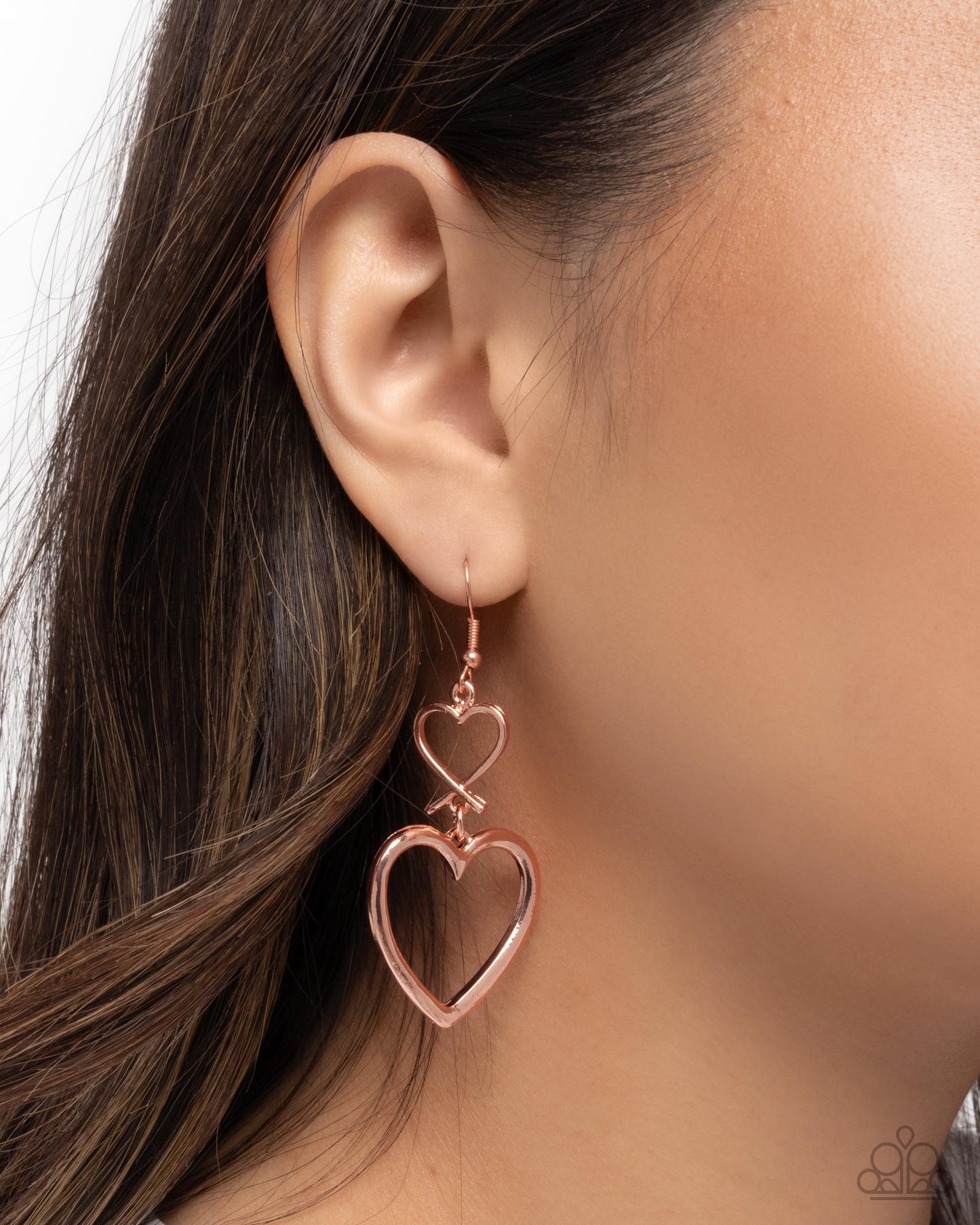 Sweetheart Symmetry - Copper Heart Fishhook Back Earrings - Paparazzi Accessories