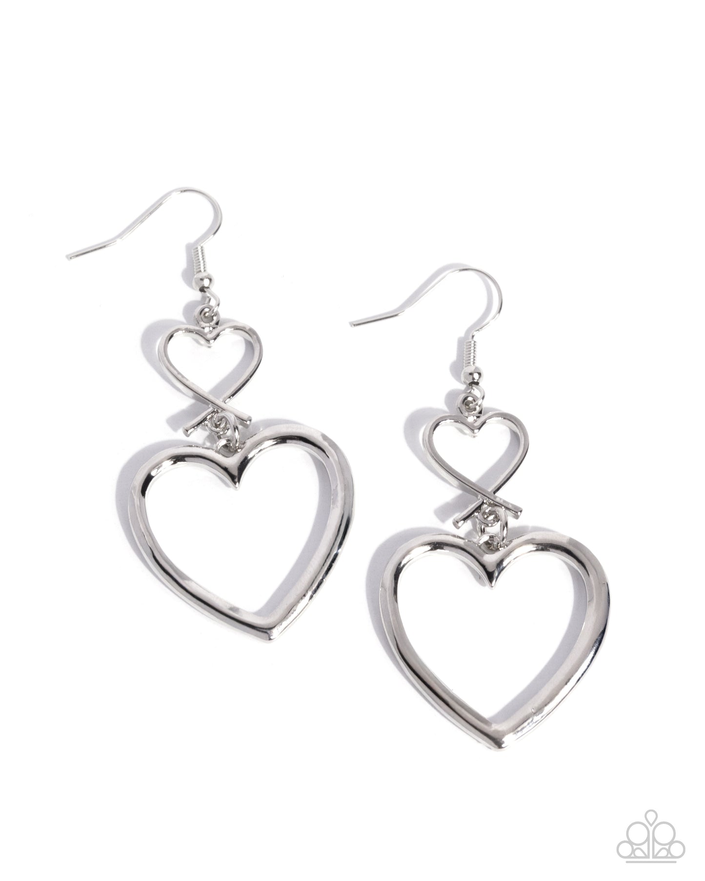Sweetheart Symmetry - Silver Fishhook Earrings - Paparazzi Accessories